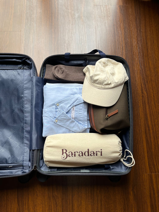 Pure Cotton Travel Towel in a waterproof pouch